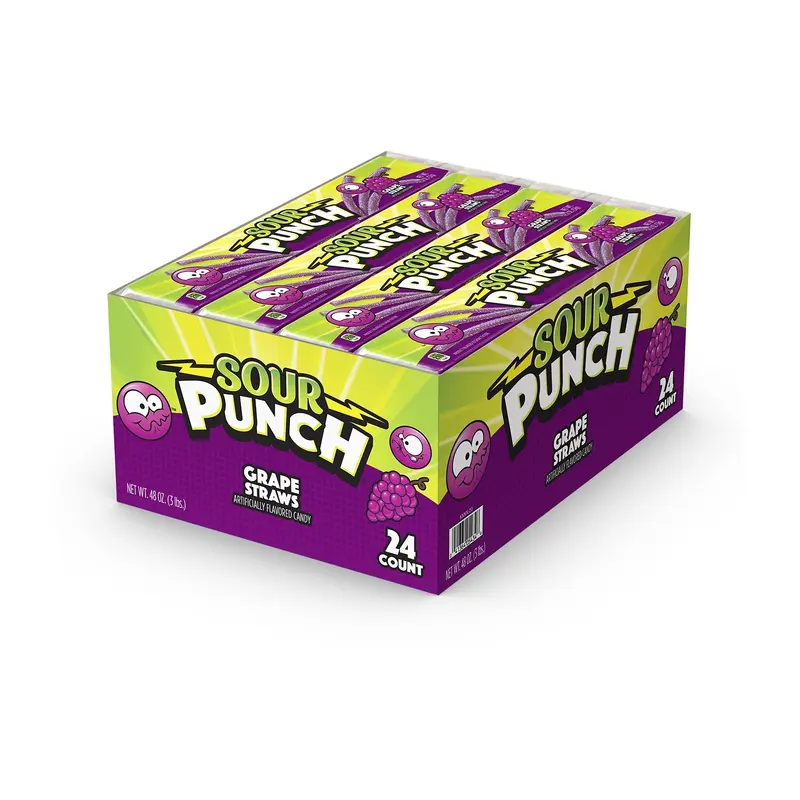 Sour Punch Grape Straws | 2oz, 24ct, Box