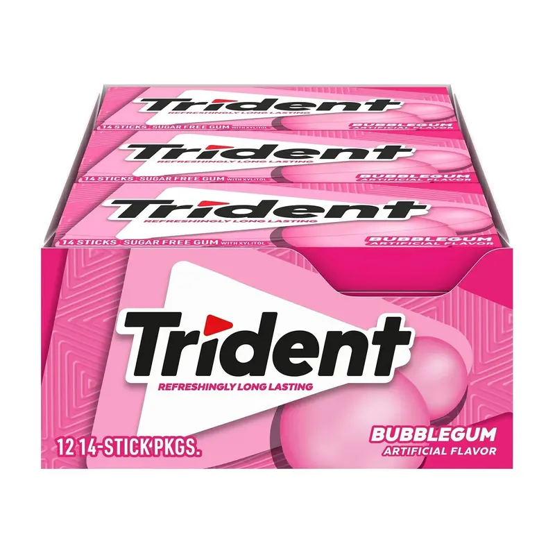 Trident Bubble Gum (Sugar Free) | 12ct, Box