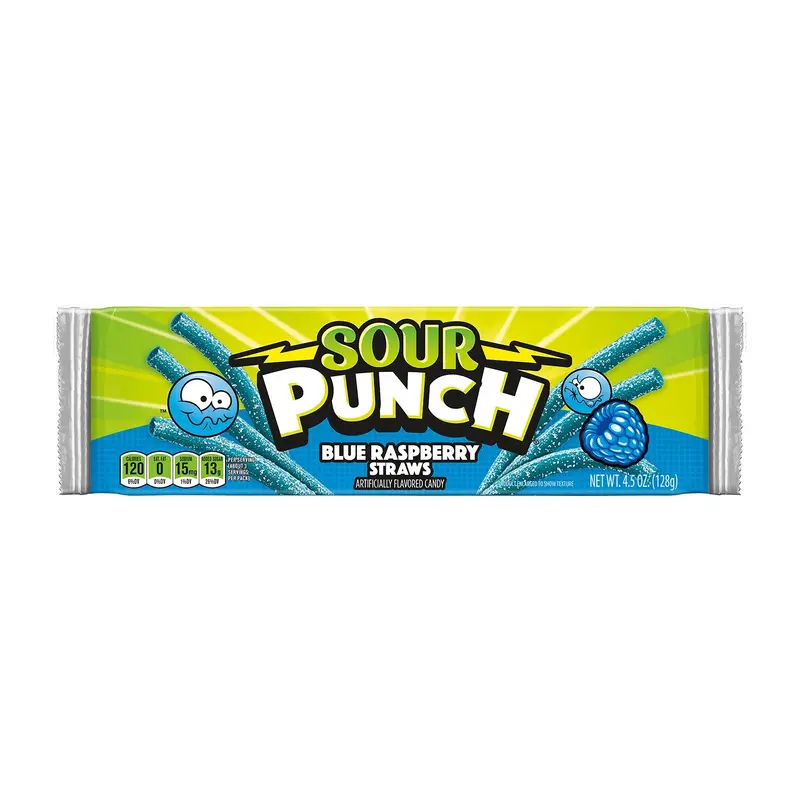 Sour Punch Blue Raspberry Straws | 4.5oz, 24ct, Case