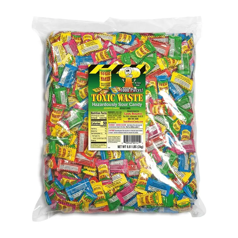 Toxic Waste Sour Candy Assorted | 1000ct, Bag