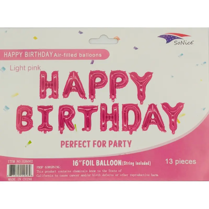 16' Foil Ballon Happy Birthday  Pink 1ct