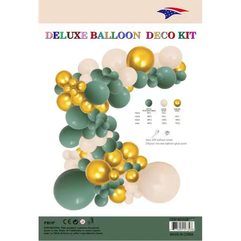 Ballon Garland Matte Green Olive & Gold  1ct