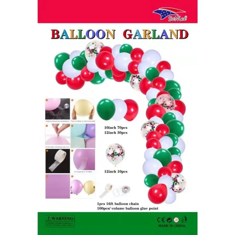 Balloon Garland Red White & Green 1ct