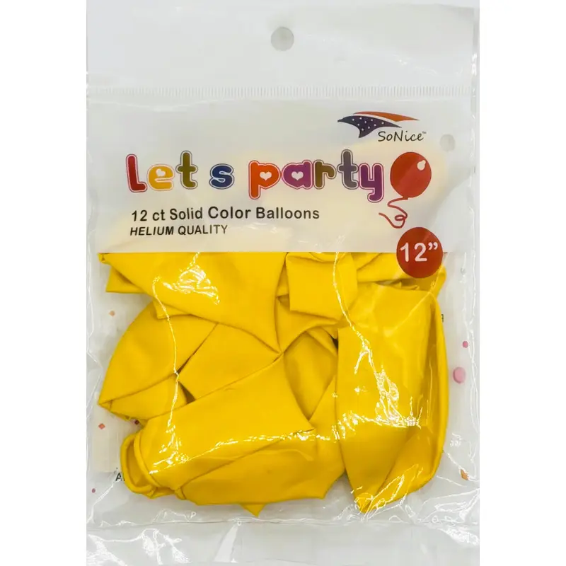 Balloons Latex (12") Yellow | 12ct, Bag