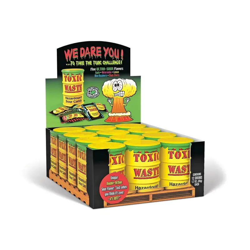 Toxic Waste Sour Candy Drum | 1.7oz, 12ct, Box