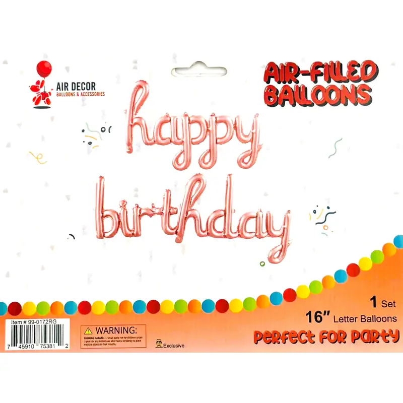 Foil Balloon Happy Birthday - Rose Gold