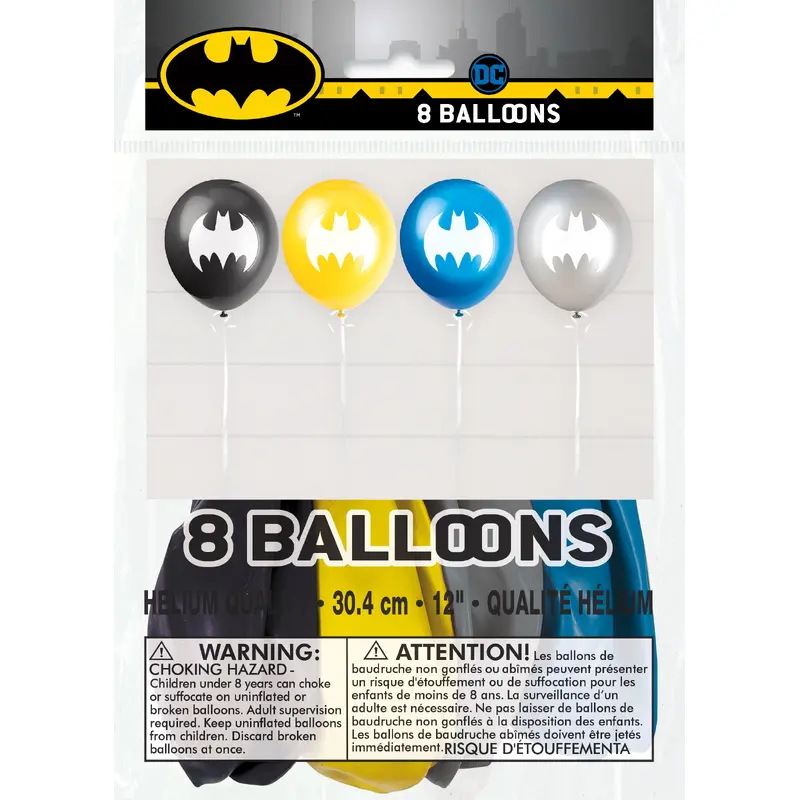 Theme Balloons 12 Inch Batman | 8ct Bag