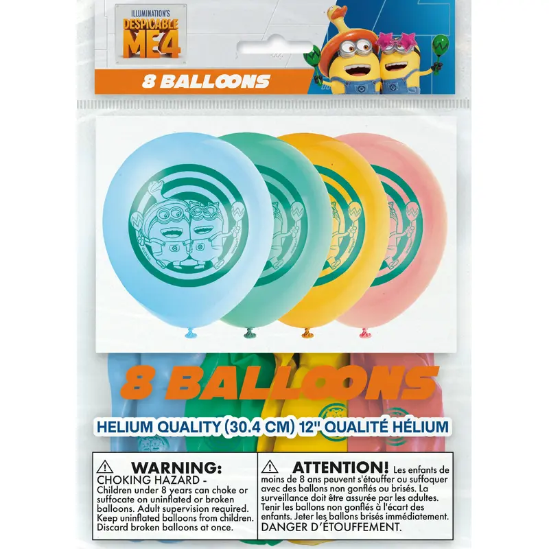 Theme Balloons 12 Inch Dispicable Me | 8ct Bag