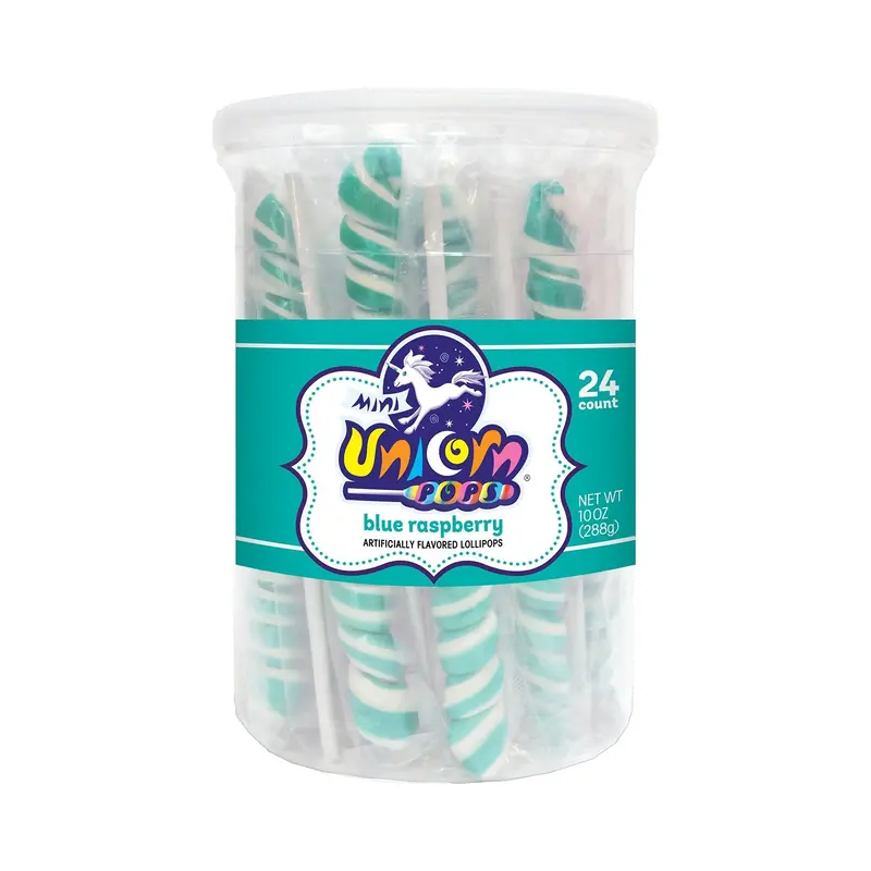Mini Unicorn Pops Blue Raspberry - Turquoise | 24ct, Tub