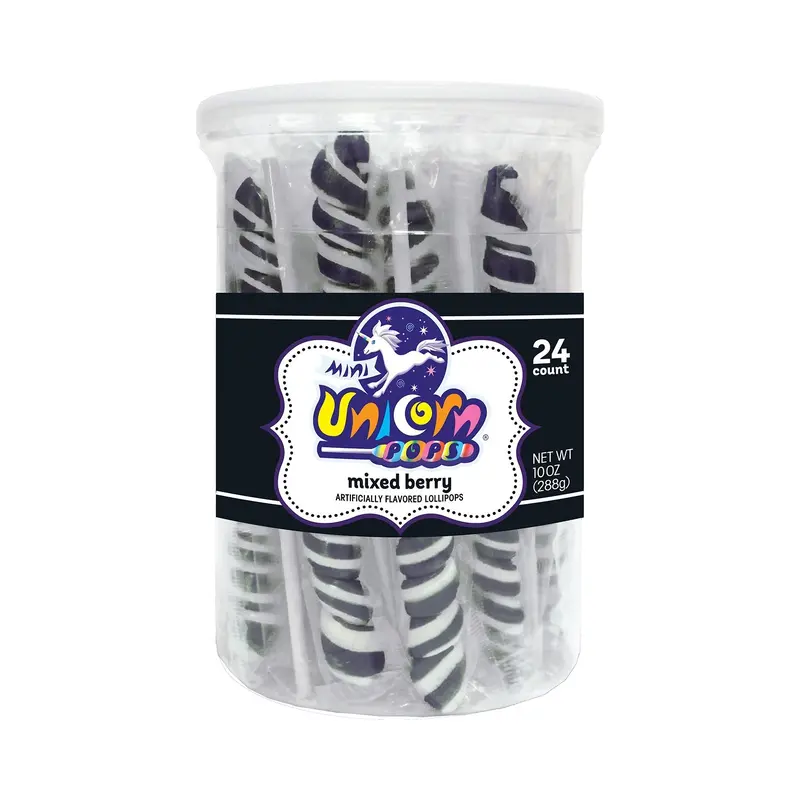 Mini Unicorn Pops Mixed Berry - Black | 24ct, Tub