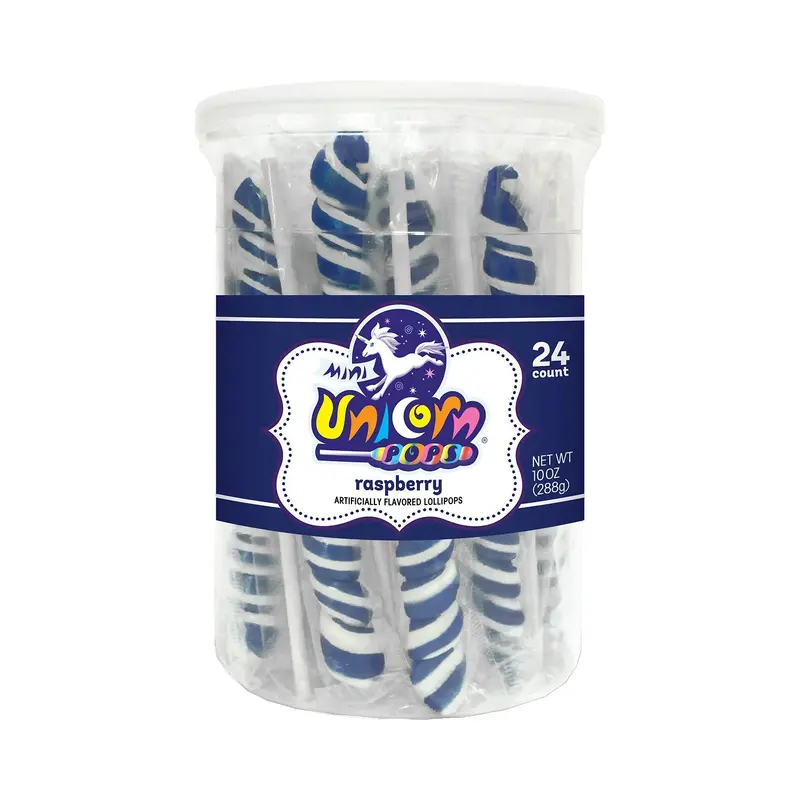 Mini Unicorn Pops Raspberry - Royal Blue | 24ct, Tub