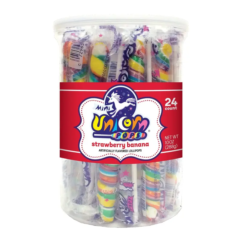 Mini Unicorn Pops Strawberry Banana - Rainbow | 24ct, Tub