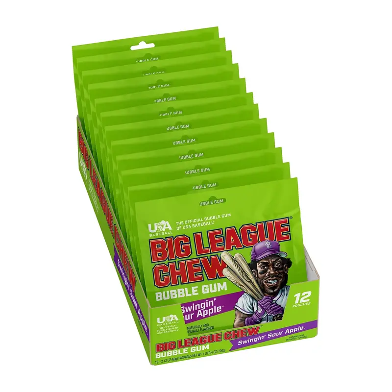 Big League Chew Gum Sour Apple | 2.12oz, 12ct, Box