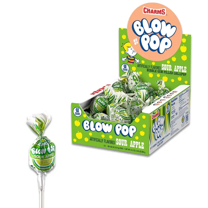 Charms Blow Pop Sour Apple | 48ct, Bag