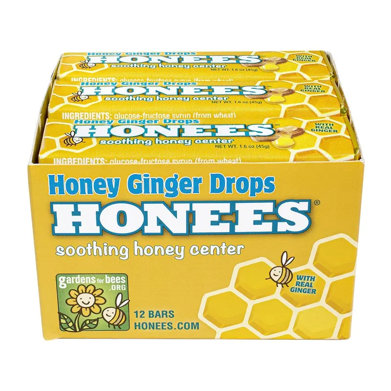 Honees Honey Ginger Drops Bar | 1.6oz, 24ct, Box