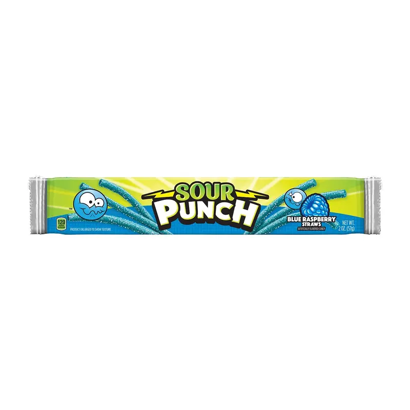 Sour Punch Blue Raspberry Straws | 2oz, 24ct, Box