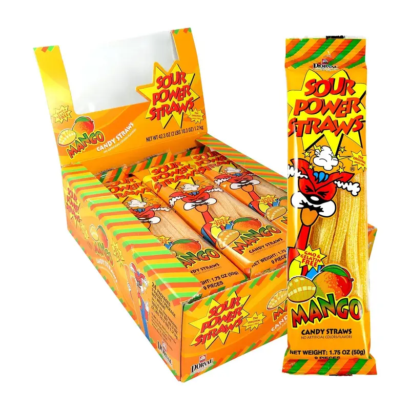 Sour Power Straws Mango | 24ct, Box