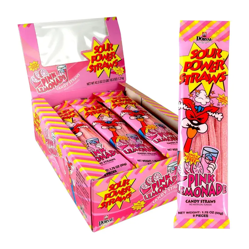 Sour Power Straws Pink Lemonade | 24ct, Box