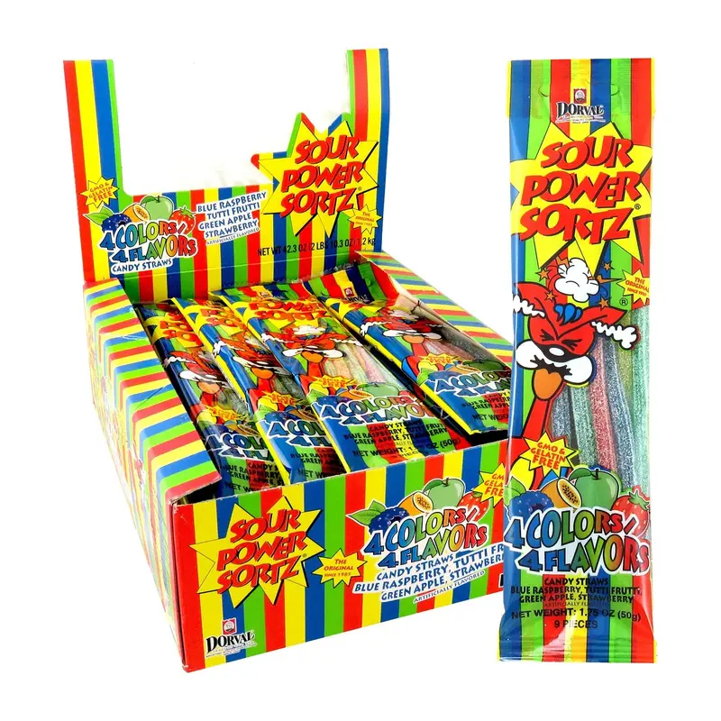 Sour Power Straws Sortz Rainbow | 24ct, Box