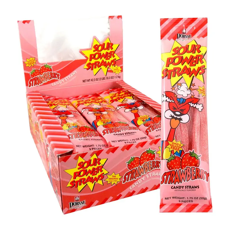 Sour Power Straws Strawberry | 24ct, Box