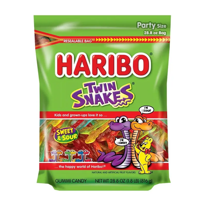 Haribo Twin Snakes Gummi Candy Party Size | 28.8oz, Bag