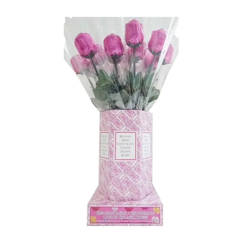 R L Albert & Son Milk Chocolate Foil Pink Roses | 20ct, Case