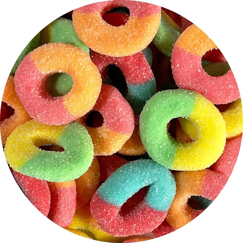 Jovy Gummy Neon Assorted Rings | 5lb, Bag