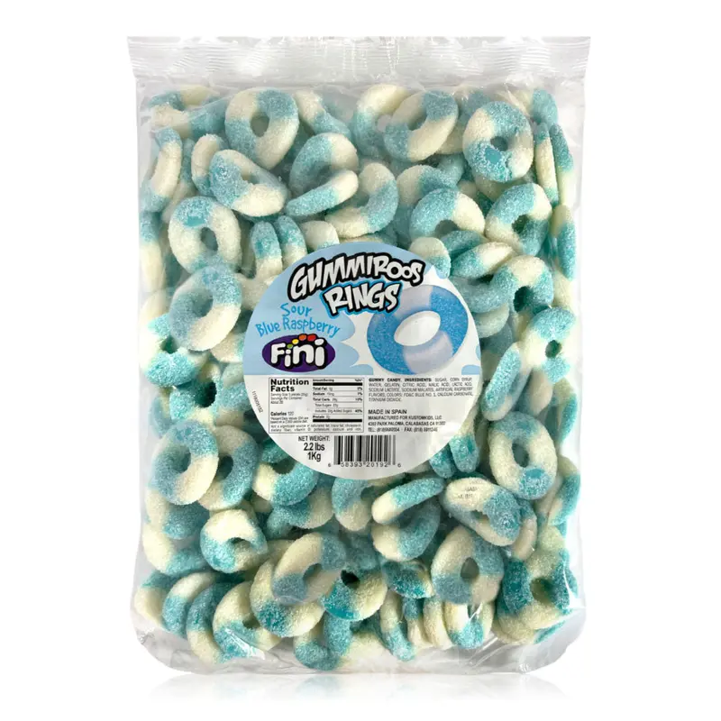 Kustomkids Sour Blue Raspberry Rings | 2.2lb, Bag