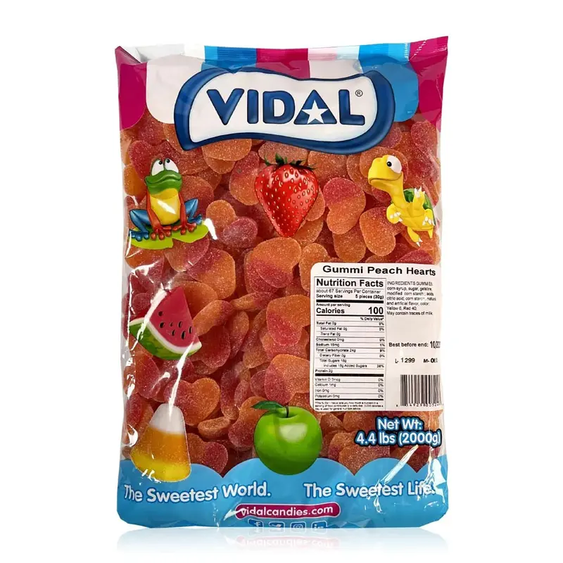 Vidal Gummy Peach Hearts | 4.4lb, Bag