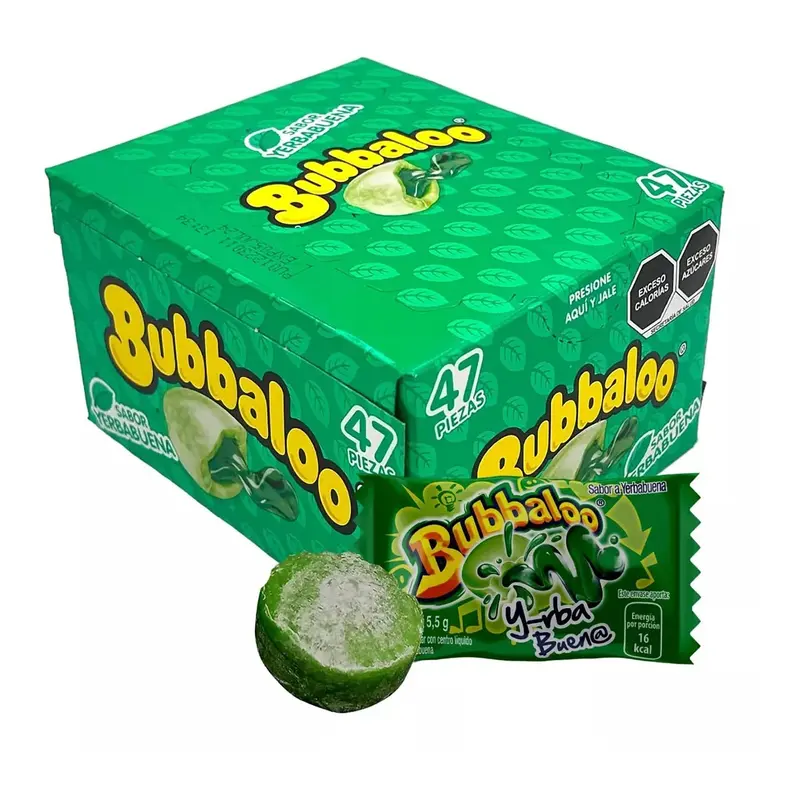 Bubbaloo Chicle Yerba Buena | 47ct, Box