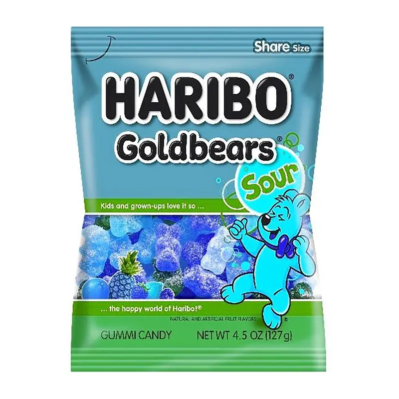 Haribo Goldbears Sour Gummi Candy Share Size | 4.5oz, 12ct, Case