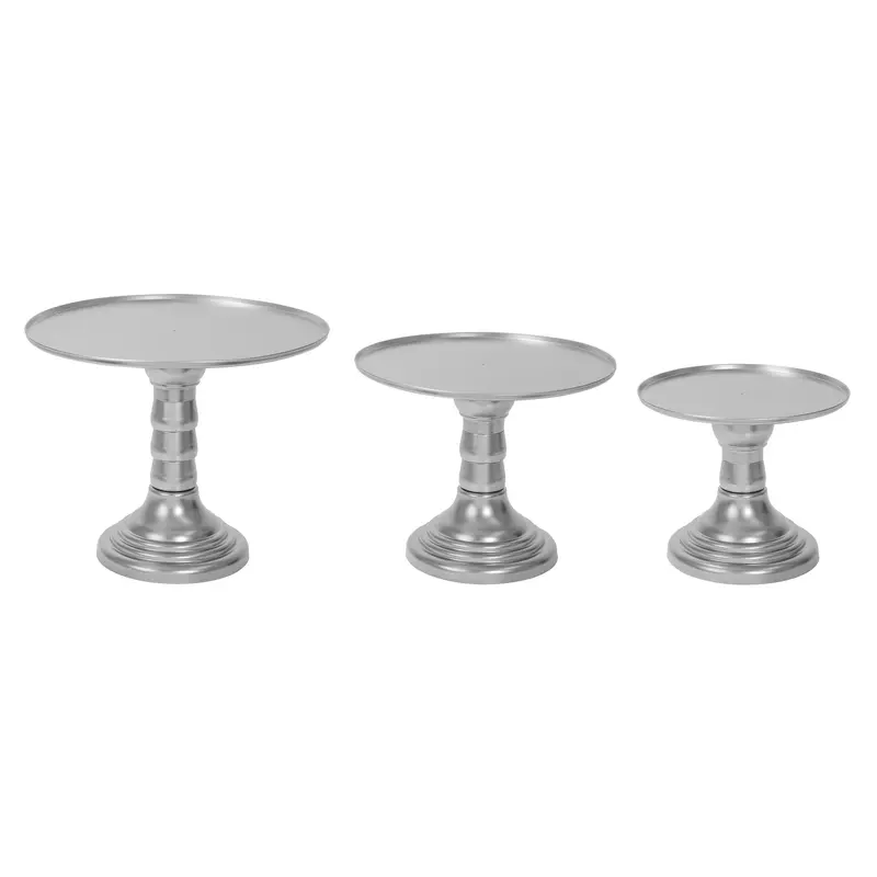 Plastic Cake Stand 3 pcs Silver | Box
