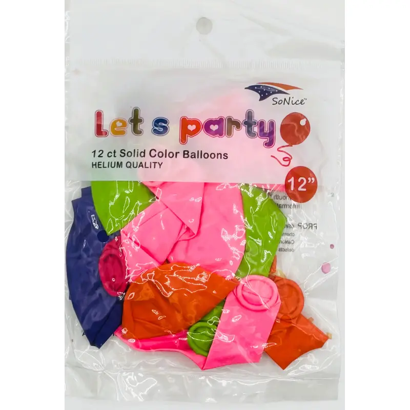 Balloons Latex (12") Assorted Color | 12ct, Bag