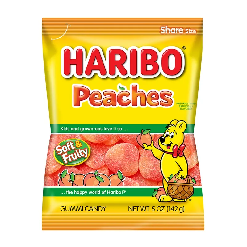 Haribo Peaches Gummi Candy | 5oz, 12ct, Case