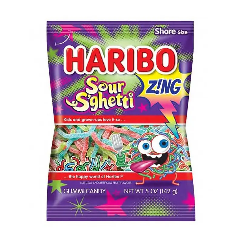 Haribo Sour S'Ghetti Extra Sour Gummi Candy | 5oz, 12ct, Case