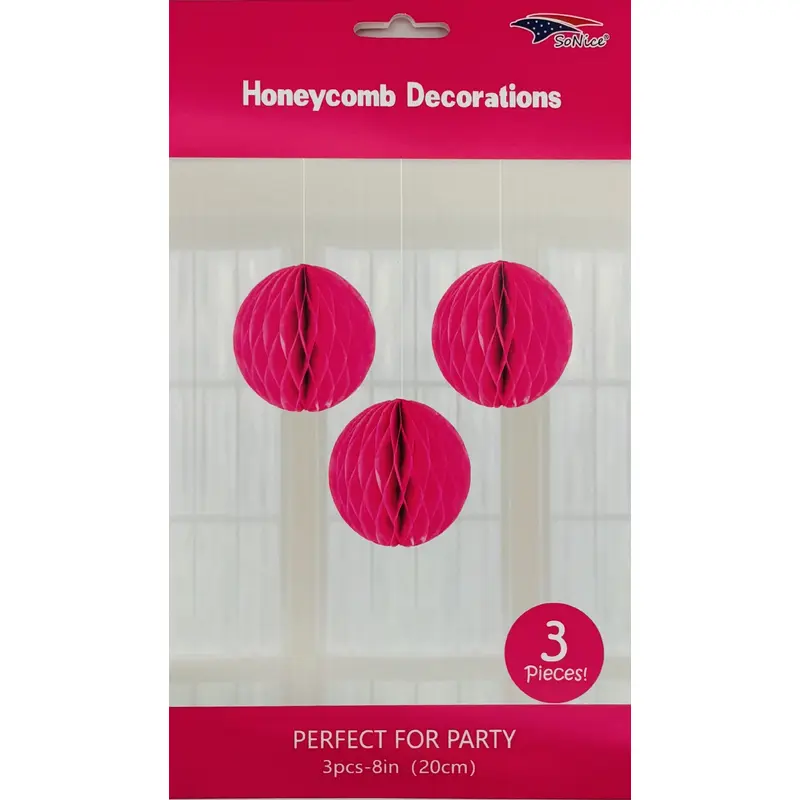Honeycomb 8 inch 3-piece - Fuchsia