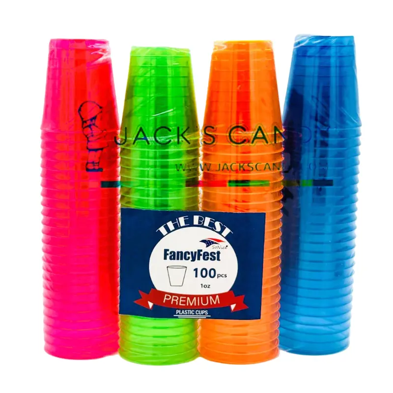 Plastic Mini Neon Cup 1z 100ct