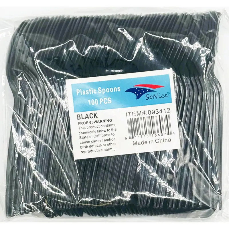 Plastic Spoons Black 100ct