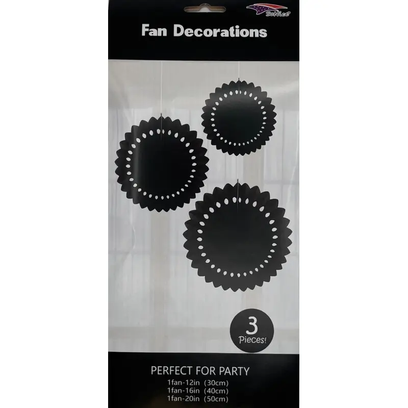 Tissue Fan Decor 3 pieces-Black