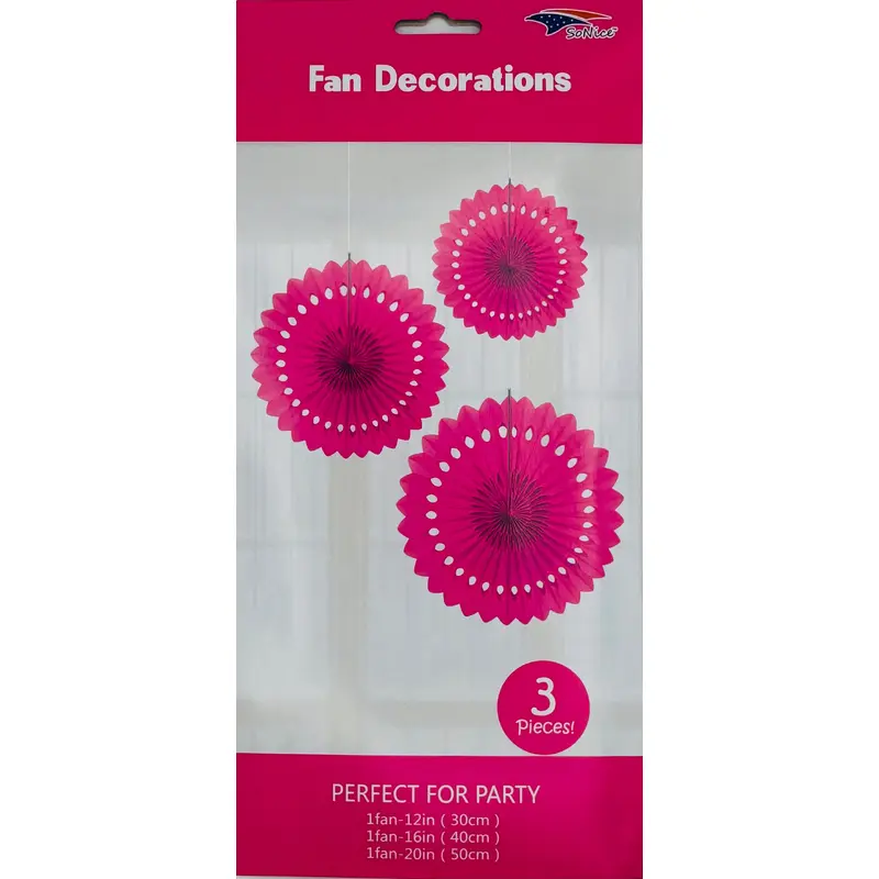 Tissue Fan Decor 3 pieces-Fuchsia