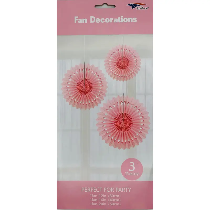 Tissue Fan Decor 3 pieces-Light Pink