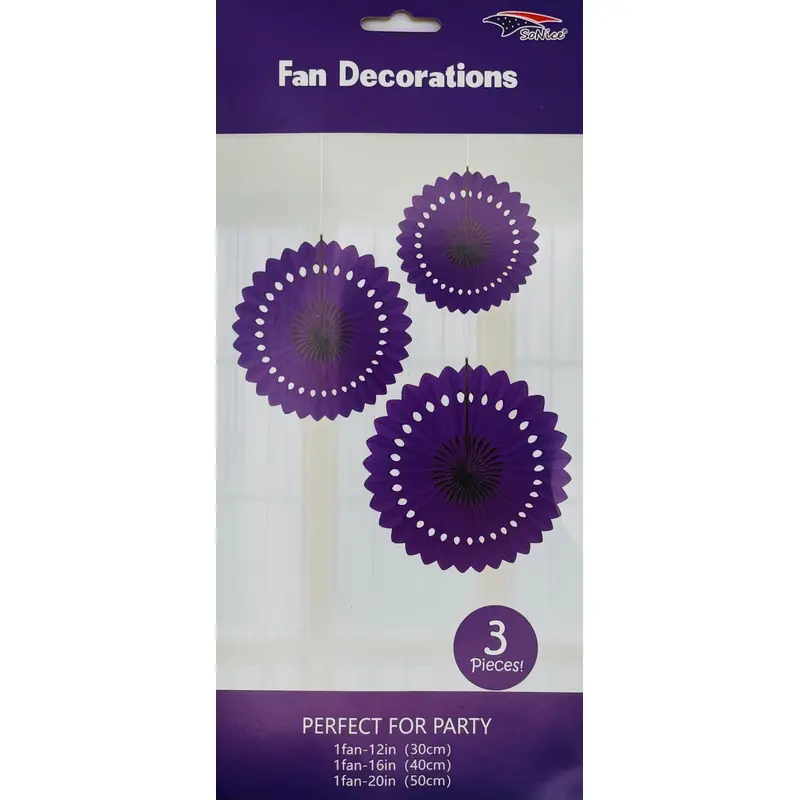 Tissue Fan Decor 3 pieces-Purple
