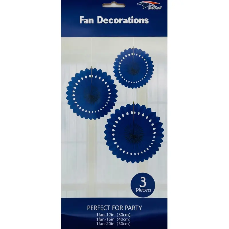 Tissue Fan Decor 3 pieces-Royal Blue