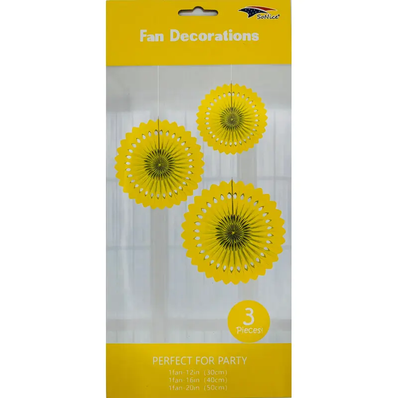 Tissue Fan Decor 3 pieces-Yellow