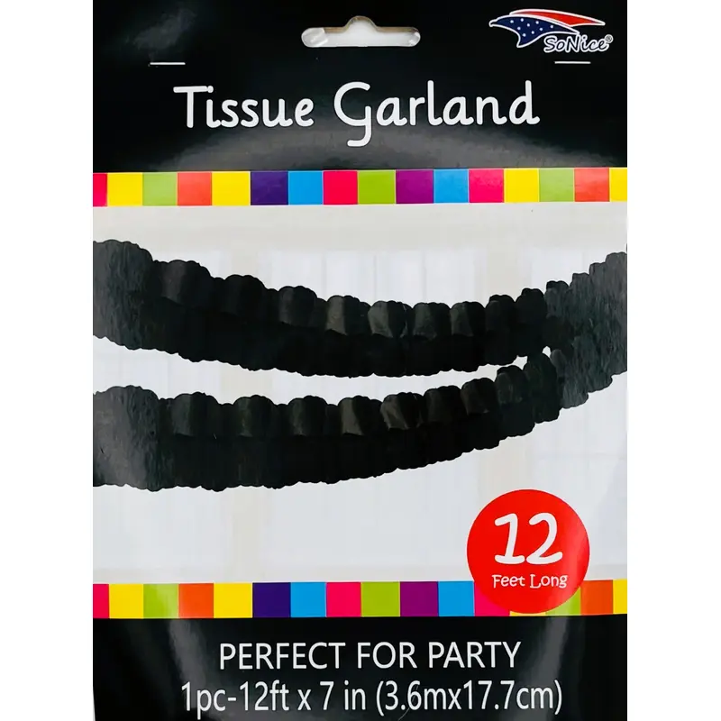 Tissue Garland 12 count-Black