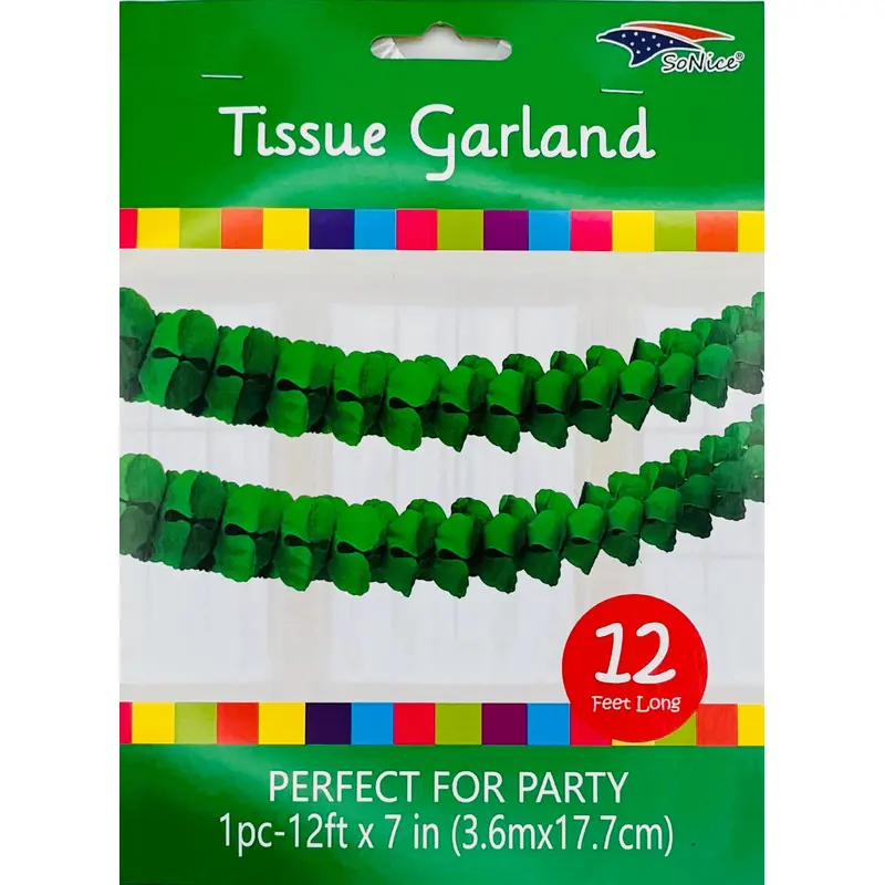 Tissue Garland 12 count-Emerald