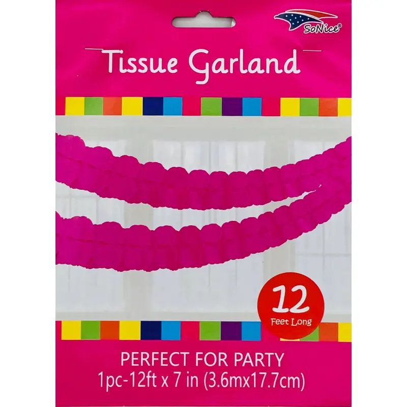 Tissue Garland 12 count-Fuchsia