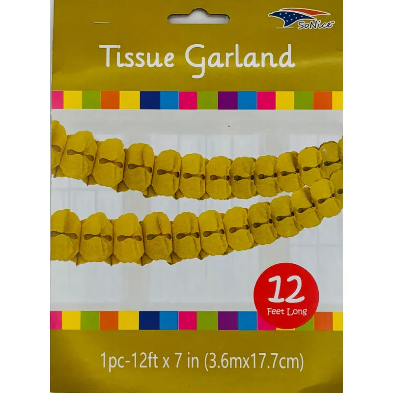Tissue Garland 12 count-Gold