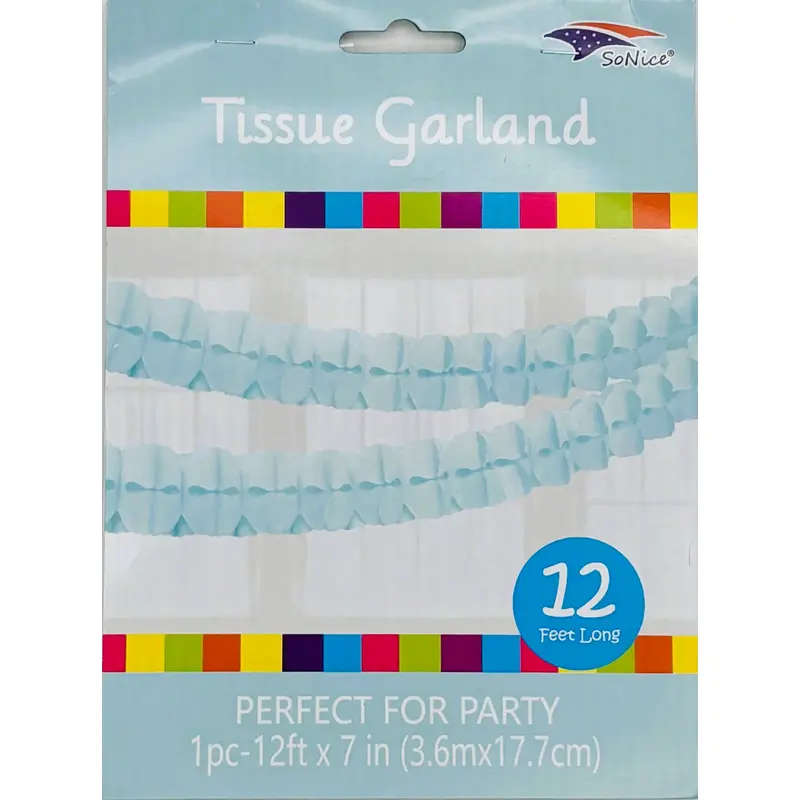 Tissue Garland 12 count-Light Blue