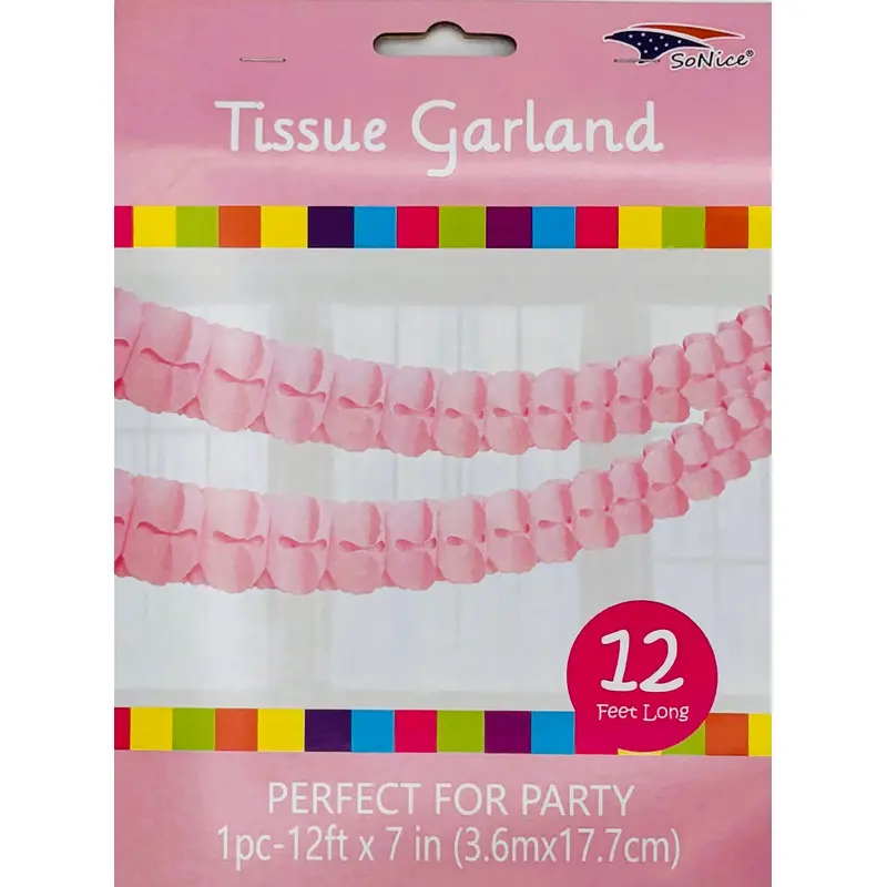 Tissue Garland 12 count-Light Pink